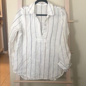 100% linen portofino blouse striped shirt